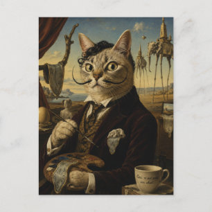 Cartão Postal Retrato de Gato Artista Surrealista Salvador Dali