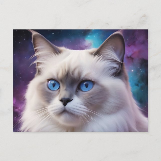 Cartão Postal Retrato de Gato Birman Celestial (Frente)