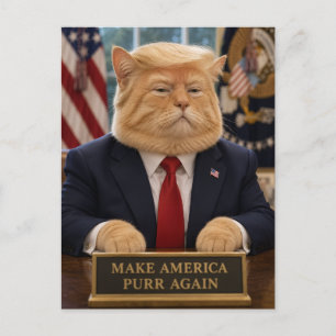 Cartão Postal Retrato de Gato Trump – Faça a América Ronronar No