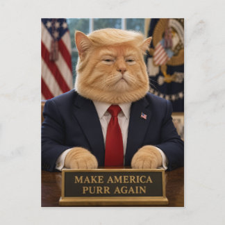 Cartão Postal Retrato de Gato Trump – Faça a América Ronronar No