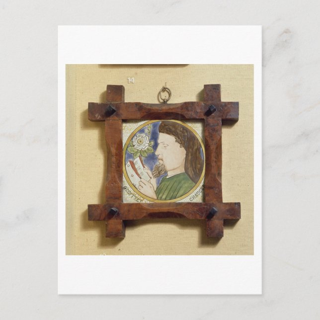 Cartão Postal Retrato de Geoffrey Chaucer (c.1340-1400) (cerami) (Frente)