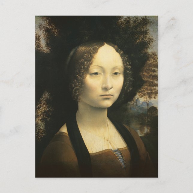 Cartão Postal Retrato de Ginevra Benci, de Leonardo da Vinci (Frente)