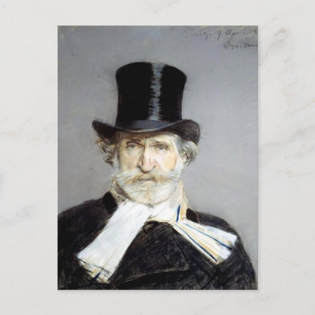 Cartão Postal Retrato de Guiseppe Verdi por Giovanni Boldini (Frente)
