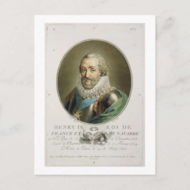 Cartão Postal Retrato de Henri IV, Rei de França e Navarra ( (Frente)