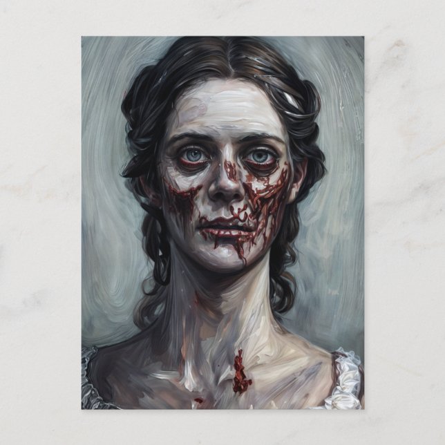 Cartão Postal Retrato de horror da mulher zombie gótica (Frente)
