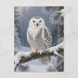 Cartão Postal Retrato de Inverno da Coruja da Neve