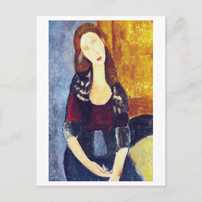 Cartão Postal Retrato de Jeanne Hebuterne, Modigliani (Frente)