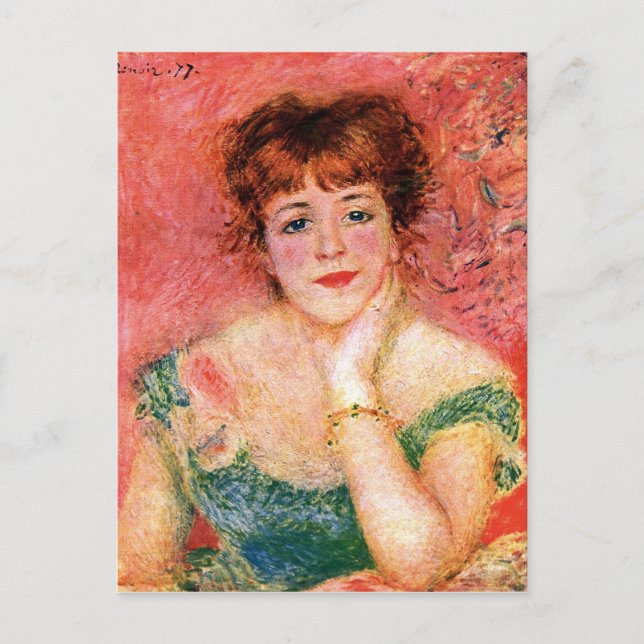 Cartão Postal Retrato de Jeanne Samary por Pierre Renoir (Frente)