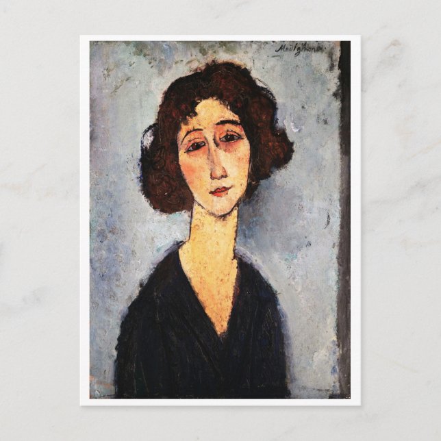 Cartão Postal Retrato de Jeune Femme, Modigliani (Frente)