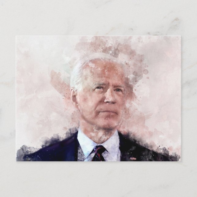Cartão Postal Retrato de Joe Biden em aquarela (Frente)