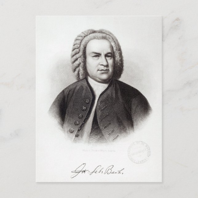 Cartão Postal Retrato de Johann Sebastian Bach (Frente)