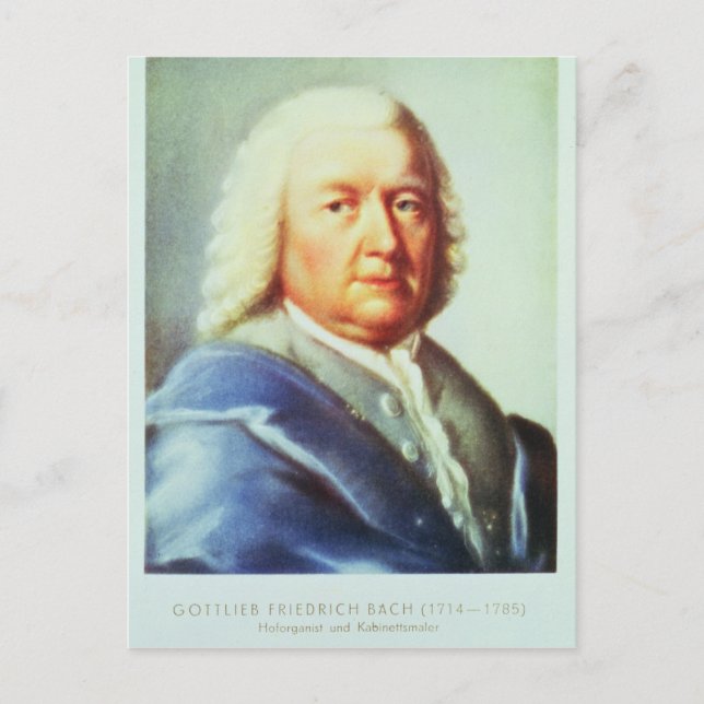 Cartão Postal Retrato de Johann Sebastian Bach (Frente)