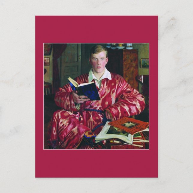 Cartão Postal Retrato de K. B. Kustodiev por Boris Kustodiev (Frente)