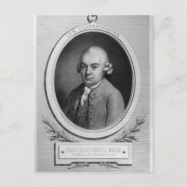 Cartão Postal Retrato de Karl Philipp Emmanuel Bach (Frente)