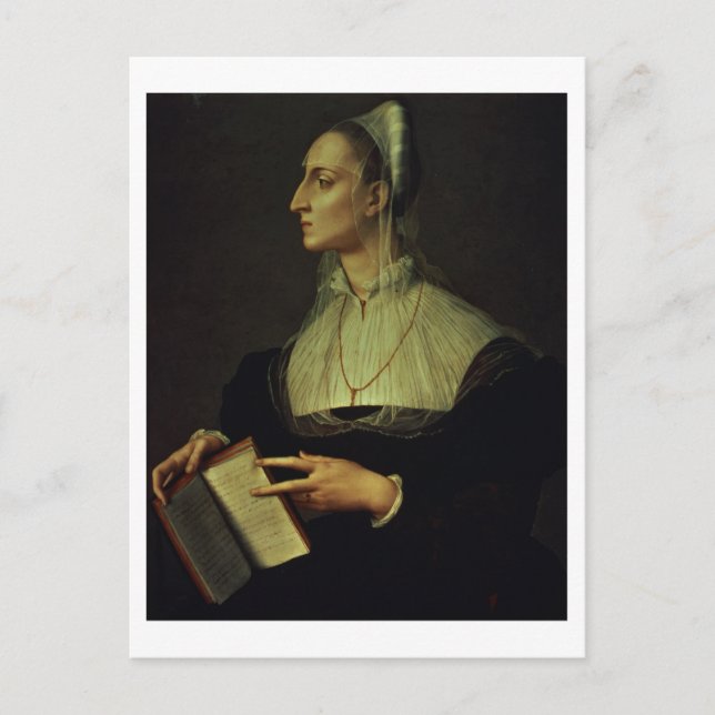 Cartão Postal Retrato de Laura Battiferri, c.1555-60 (painel) (Frente)