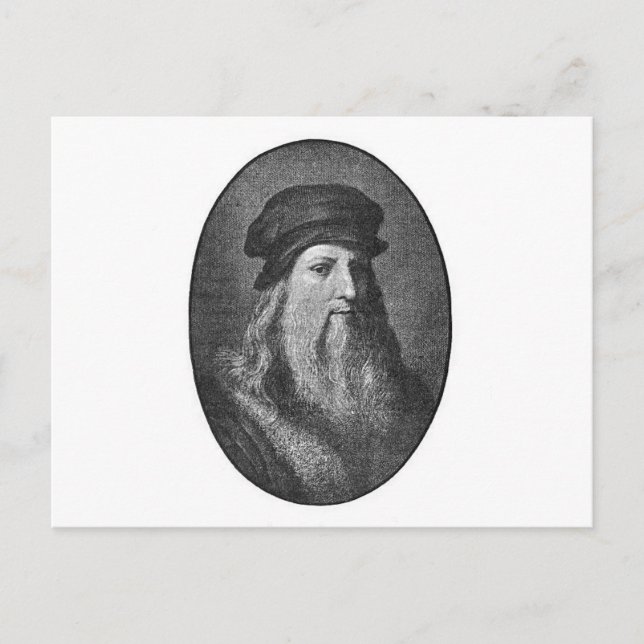 Cartão Postal Retrato de Leonardo da Vinci (Frente)