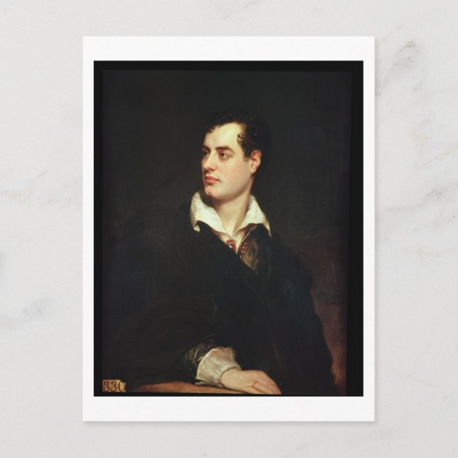 Cartão Postal Retrato de Lord Byron (1788-1824) (óleo na canvas) (Frente)
