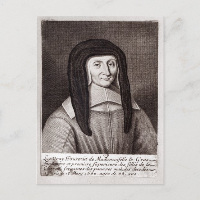Cartão Postal Retrato de Louise de Marillac (Frente)