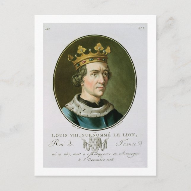 Cartão Postal Retrato de Luís VIII, chamado "Le Lion", Rei de (Frente)