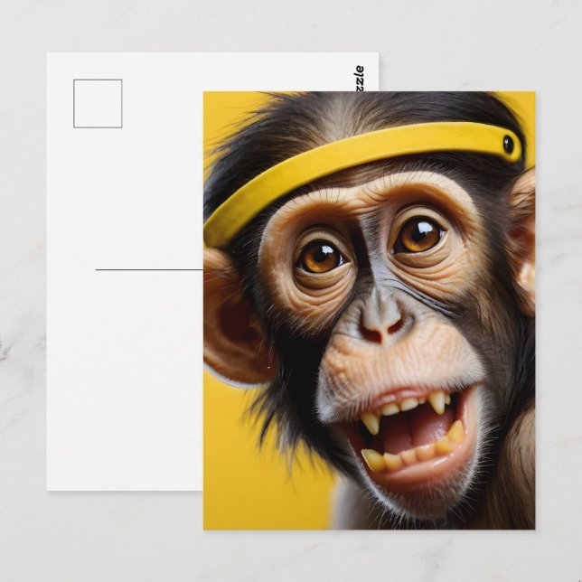 Cartão Postal Retrato de macaco engraçado (Frente/Verso)
