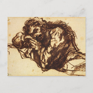 Cartão Postal Retrato de meio comprimento de um homem curvado