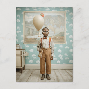 Cartão Postal Retrato de Menino Antigo com Balão