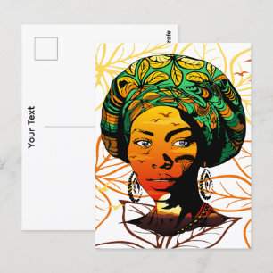Cartão Postal Retrato de Mulher Africana com Sunset