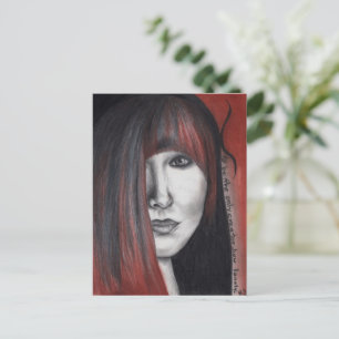 Cartão Postal Retrato de Mulher Boneca Americana Desenho de Arte