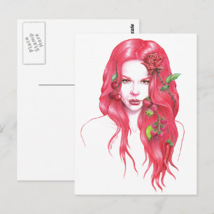 Cartão Postal Retrato de mulher cabeleira vermelha