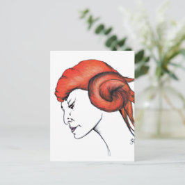 Cartão Postal Retrato de mulher com cabelo laranja Tangerina Pop
