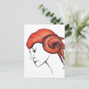 Cartão Postal Retrato de mulher com cabelo laranja Tangerina Pop