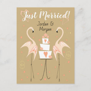 Cartão Postal Retrato de Nomes de Recens casados Flamingo
