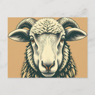 Cartão Postal Retrato de ovelha em estilo russo