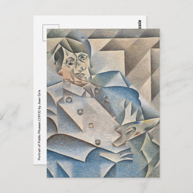 Cartão Postal Retrato de Pablo Picasso por Juan Gris (Frente/Verso)