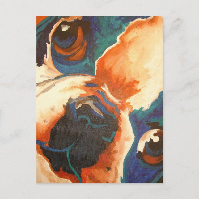 Cartão Postal Retrato de Pet Bulldog Francês (Frente)