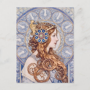 Cartão Postal Retrato de Rainha Art Nouveau