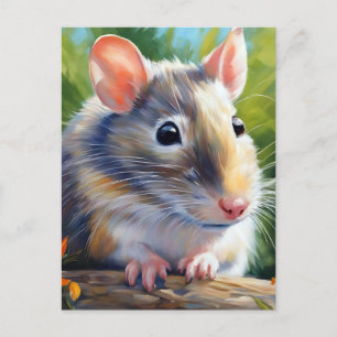 Cartão Postal Retrato de Rato Vibrante no Impressionismo