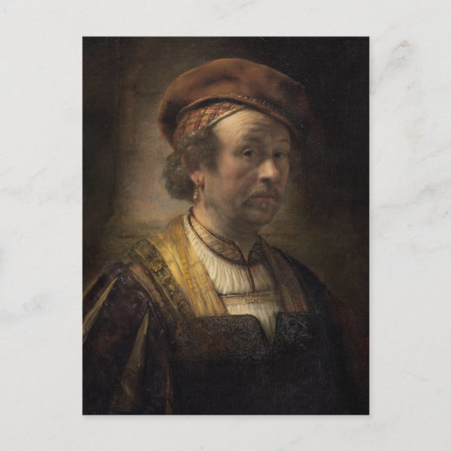 Cartão Postal Retrato de Rembrandt, 1650 (óleo na canvas) (Frente)