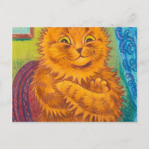 Cartão Postal Retrato de um Gato Laranja Literário de Louis Wai