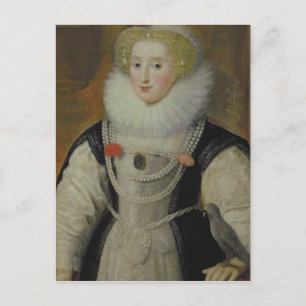 Cartão Postal Retrato de uma Dama Elisabetana com um Papagaio