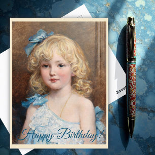 Cartão Postal Retrato de uma garota de vestido azul, Heywood Har