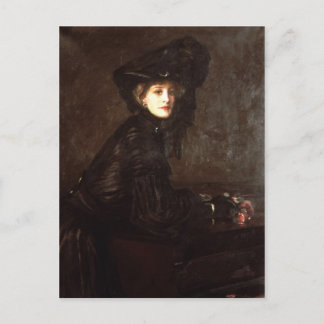 Cartão Postal Retrato de uma Mulher de Preto por Sir John Lavery
