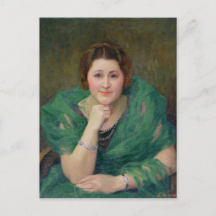 Cartão Postal Retrato de uma mulher russa com um anão verde