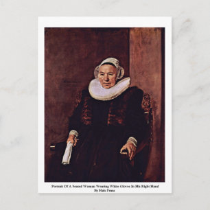 Cartão Postal Retrato De Uma Mulher Sentada Vestindo Luvas Branc