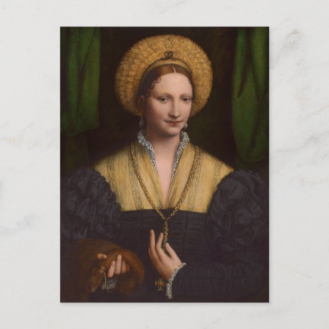 Cartão Postal Retrato de uma senhora, 1520-1525 (óleo no painel) (Frente)