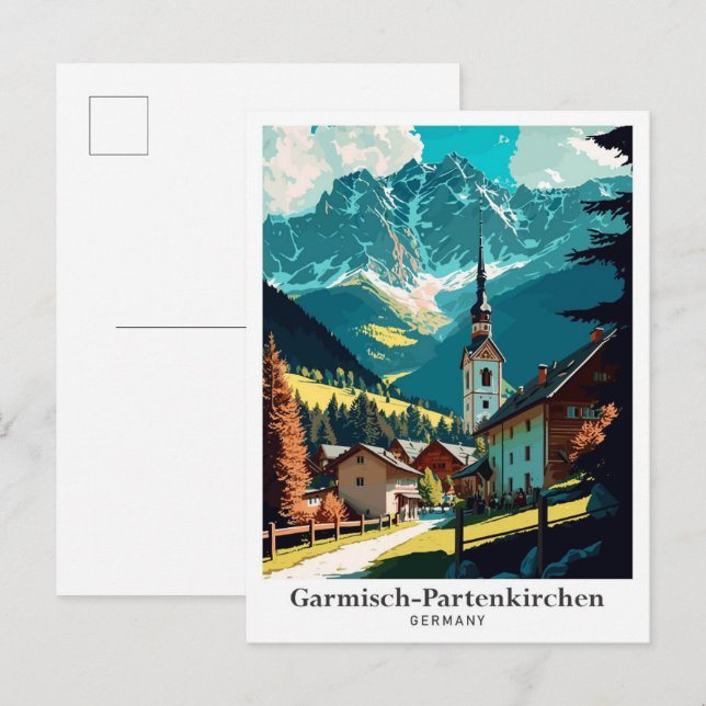 Cartão Postal Retrato de Viagens vintage Garmisch-Partenkirchen (Frente/Verso)