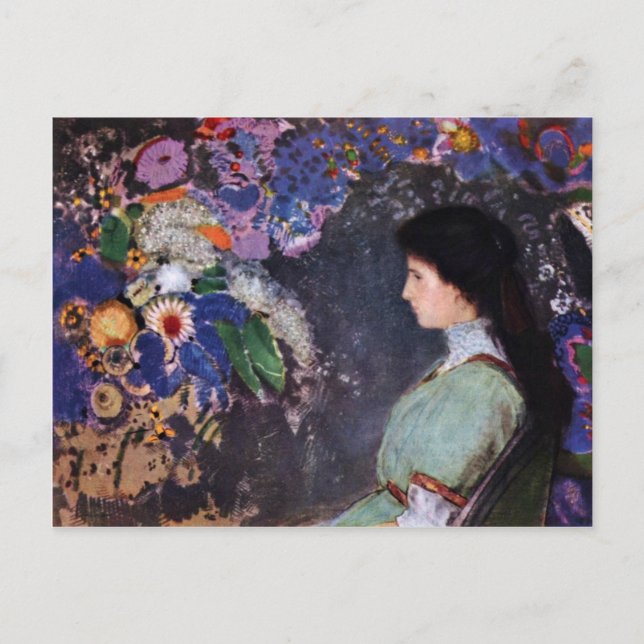 Cartão Postal Retrato De Violette Heymann Por Odilon Redon (Frente)