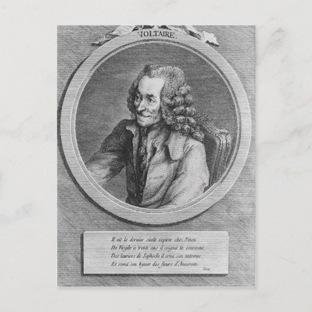 Cartão Postal Retrato de Voltaire, de desenho (Frente)