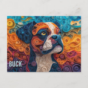 Cartão Postal Retrato do Boxer Paper Quilling Art dOG