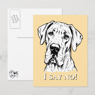 Cartão Postal Retrato do Grande Dane de desenho de linha